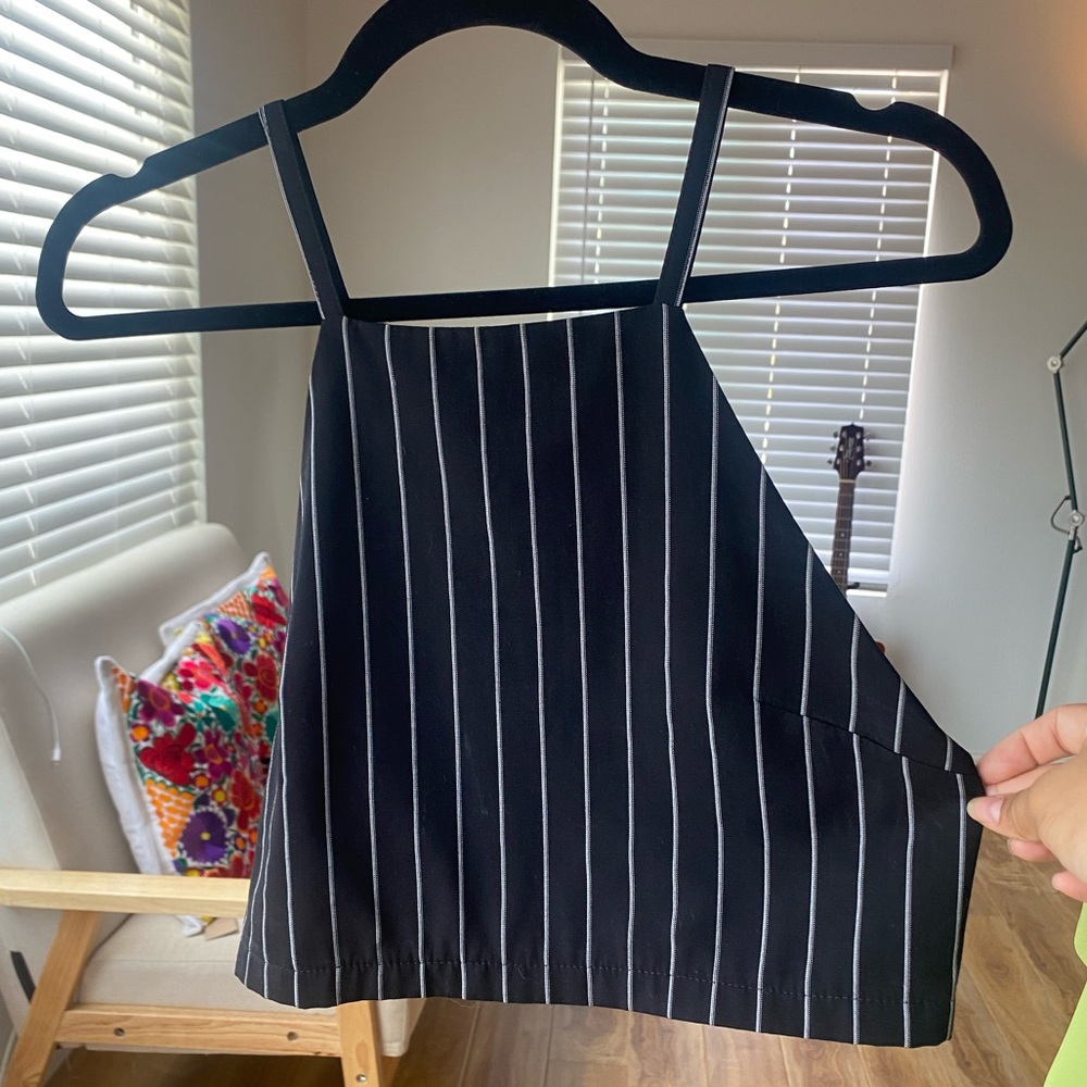 H of S pinstripe cropped halter top - size UK 8 (US 6 or Small)